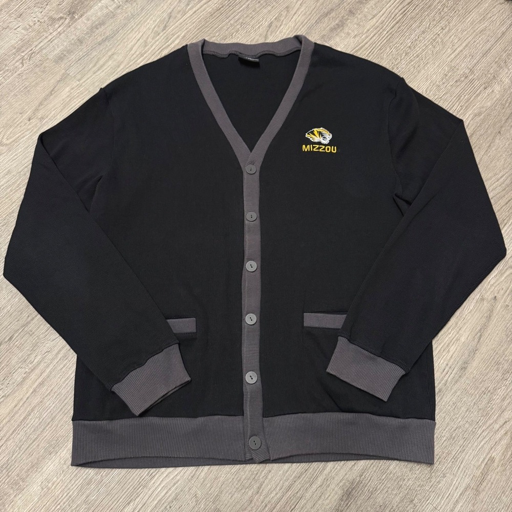 Colosseum Mizzou Tigers Missouri NCAA Cardigan Sweater Men XXL Black Grey Button